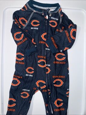 NFL Chicago Bears Navy & Orange Kids Footed One-Piece Pajamas